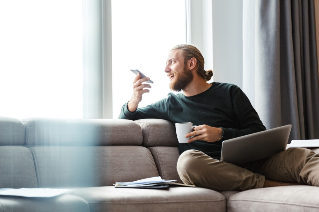 man speaking to support systems after recovery treatment