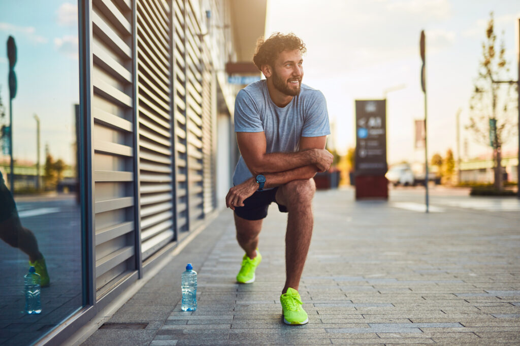 man stretching about to exercise